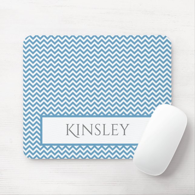 Mousepad Pad de Mouse Personalizado por Simples Chevron Azu (Com mouse)