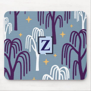 Mousepad Pad de Rato Azul de Árvore Selvagem de Monograma P