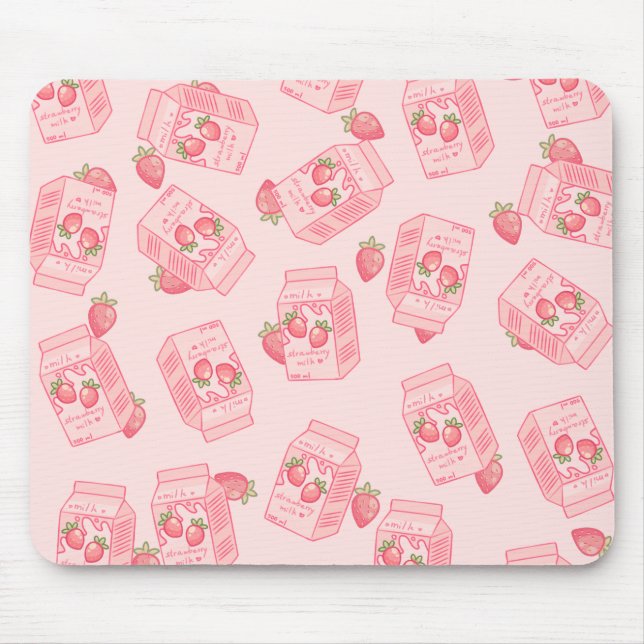 Mousepad Pad de Rato de Cartoon de Leite de Morango Cute Ka (Frente)