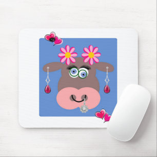Mousepad Pad De Rato De Coração Floral De Vaca Rosa! Pad 