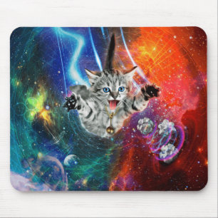 Mousepad pad de rato de gato com espaço psicodélico