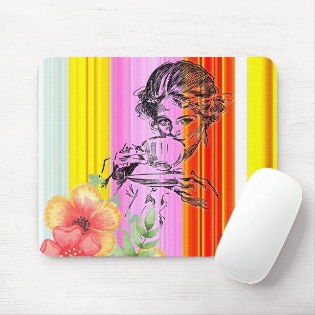 Mousepad Pad de Rato de Stripe da Mulher Vitoriana! Mousepa (Com mouse)