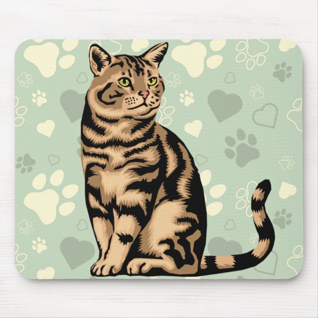 Mousepad Pad de Rato Gato, Pad de Rato com Gato (Frente)