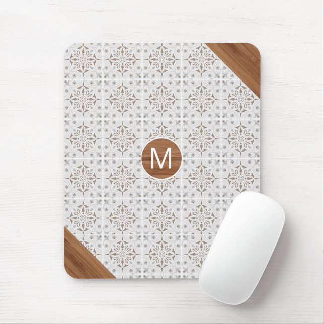 Mousepad Pad do mouse Bamboo com Azulejo Boho (Com mouse)