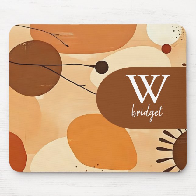 Mousepad Pad do mouse Beige and Brown Abstrato Flow (Frente)