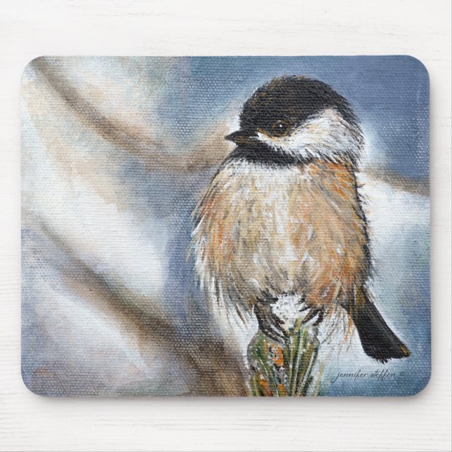 Mousepad Pad do mouse Chickadee com proteção preta (Frente)