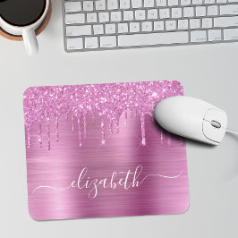 Mousepad Pad do Mouse com Monograma Rosa Glitter