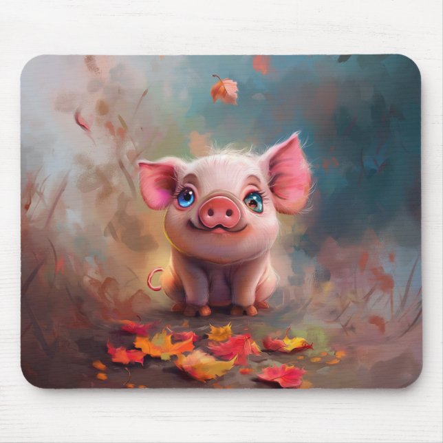 Mousepad Pad do Mouse com Piglet de Queda Whimsical (Frente)