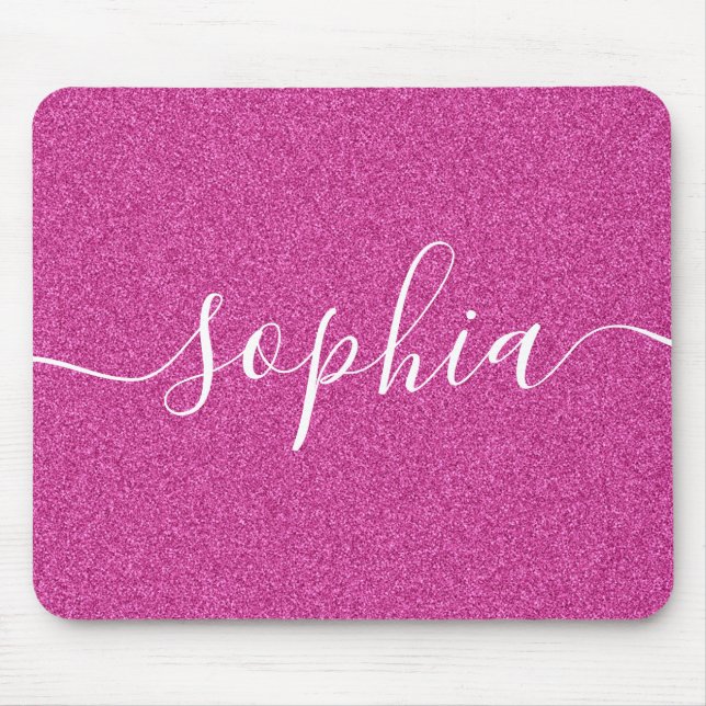 Mousepad Pad do Mouse com Script Glitter Rosa (Frente)