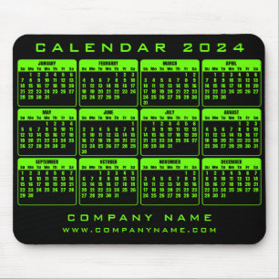 Mousepad Pad do mouse comercial do Calendar 2024