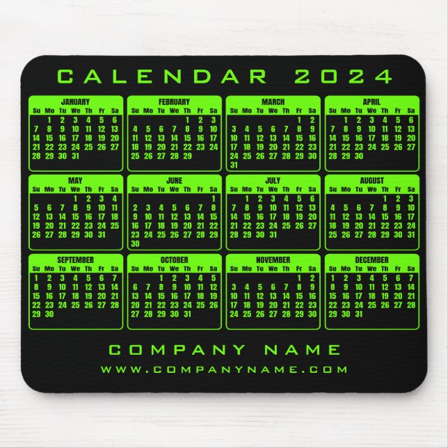 Mousepad Pad do mouse comercial do Calendar 2024 (Frente)