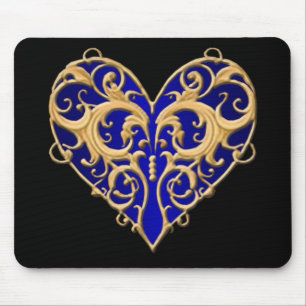 Mousepad Pad do Mouse Coração Azul Filigree