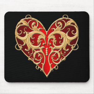 Mousepad Pad do Mouse Coração Vermelho Filigree