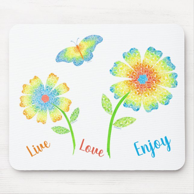 Mousepad Pad do mouse Daisie e borboleta (Frente)