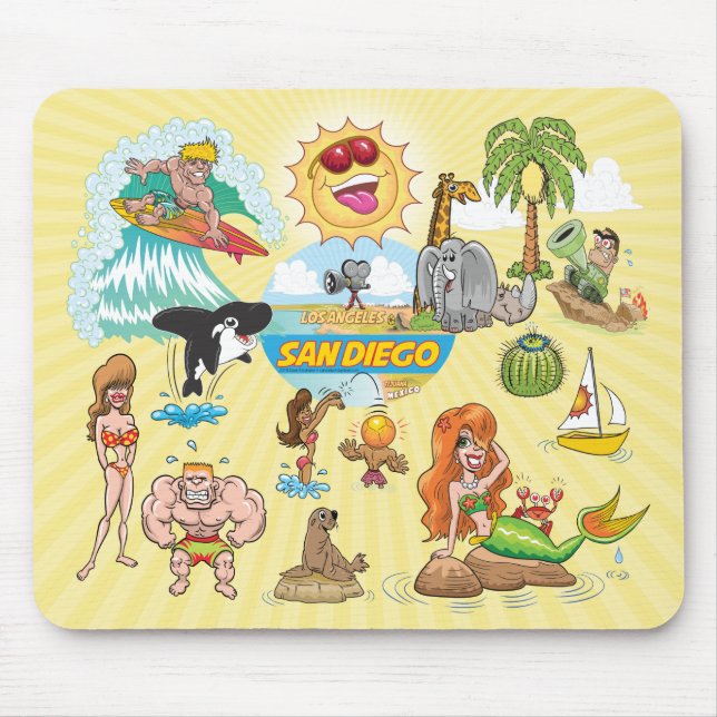 Mousepad Pad do mouse de animação Zany San Diego (Frente)