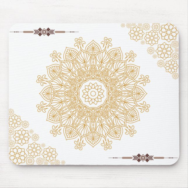 Mousepad Pad do mouse Dourado Mandala (Frente)