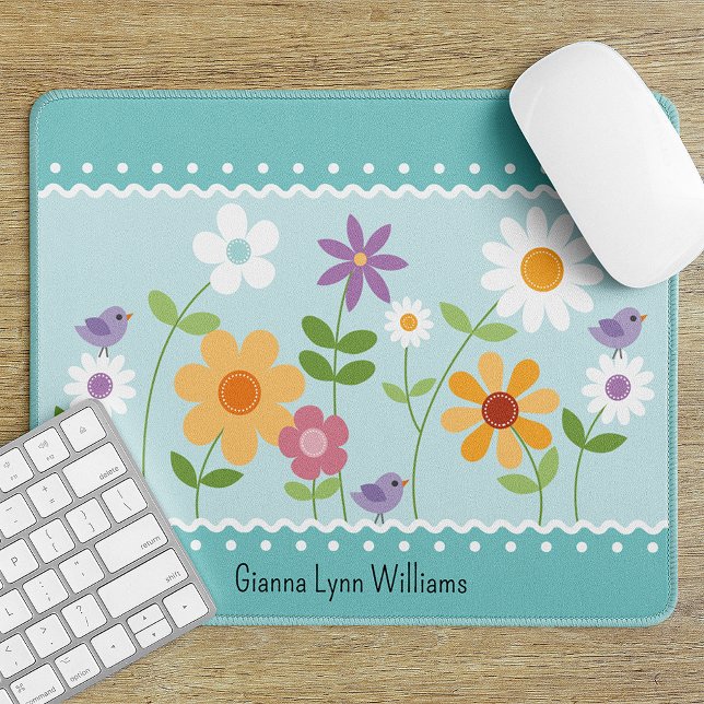 Mousepad Pad do mouse Floral Azul (Criador carregado)