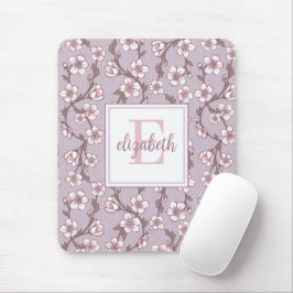 Mousepad Pad do Mouse Floral Monograma lavanda