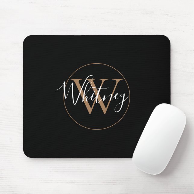 Mousepad Pad do mouse monograma do nome do script Dourado p (Com mouse)