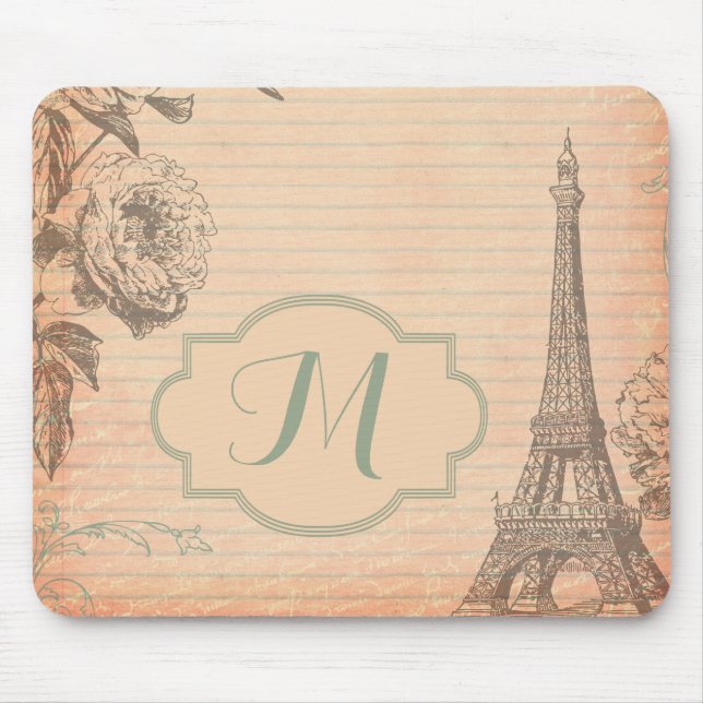 Mousepad Pad do mouse Monograma Shabb Torre Eiffel Paris Fr (Frente)