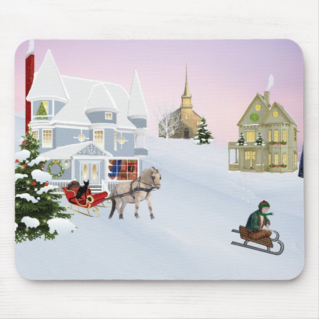 Mousepad Pad do mouse na vila de Natal (Frente)