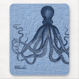 Mousepad Pad do mouse Octopus Azul Personalizado