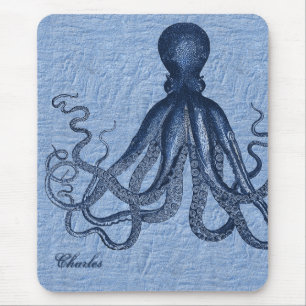Mousepad Pad do mouse Octopus Azul Personalizado