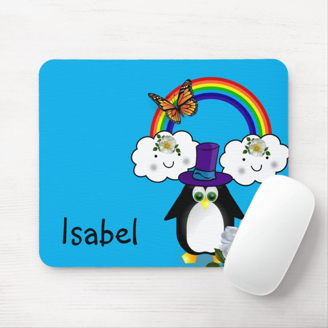 Mousepad Pad do Mouse Penguin Rainbow Butterfly! Pad do mou (Com mouse)