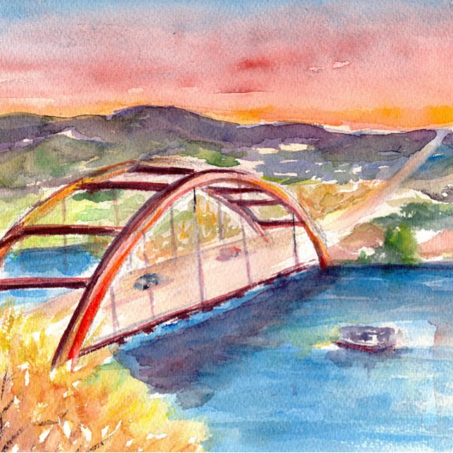 Mousepad Pad do mouse - Ponte do Pennybacker (Add a touch of beautiful Austin skyline at your desk ,with this art printed mouse pad .)