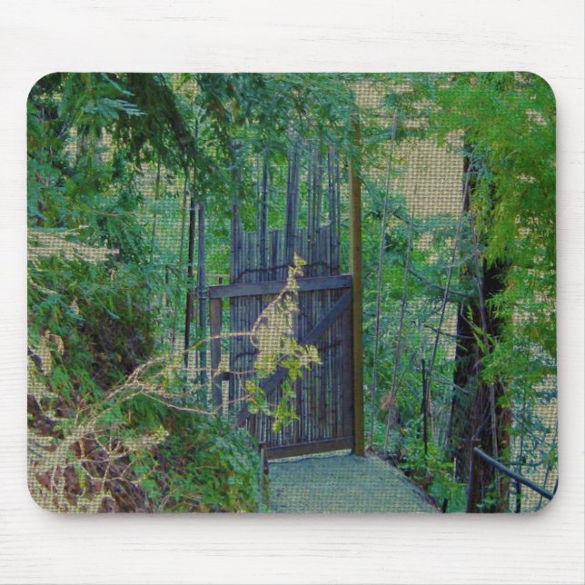Mousepad Pad do mouse - Porta do bambu no jardim da florest (Frente)