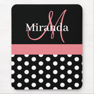 Mousepad Pad do mouse preto preto branco, cor-de-rosa, com 
