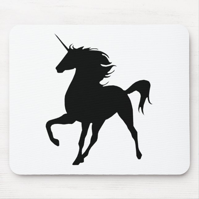 Mousepad Pad do mouse preto Unicorn silhueta (Frente)