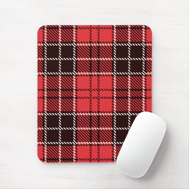 Mousepad Pad do mouse Red & Black Tartan (Com mouse)
