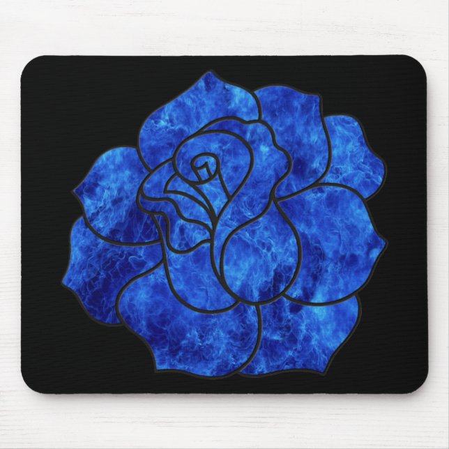 Mousepad Pad do mouse Rosa de incêndio azul (Frente)