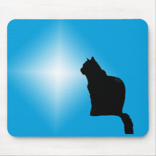 Mousepad Pad do mouse - Silhueta de gato preto e estrela