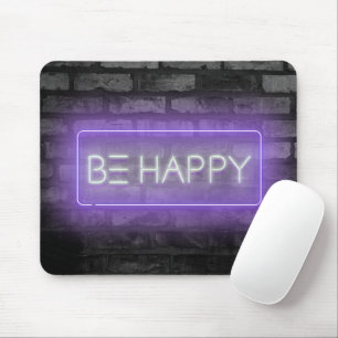 Mousepad Pad do mouse Sinal de Neon Roxo FELIZ