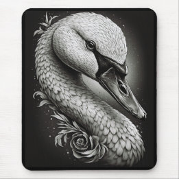 Mousepad Pad do mouse Swan preto e branco