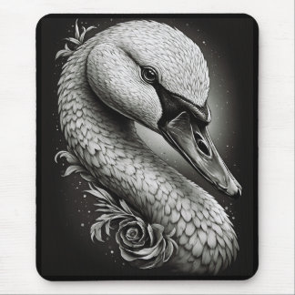 Mousepad Pad do mouse Swan preto e branco
