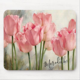 Mousepad Pad do mouse Tulipas Rosa