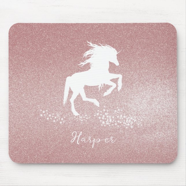 Mousepad Pad do mouse Unicorn cor-de-rosa brilhante (Frente)