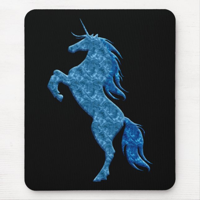 Mousepad Pad do mouse Unicorn de incêndio azul (Frente)