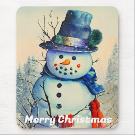Mousepad Pad do mouse Watercolor Snowman