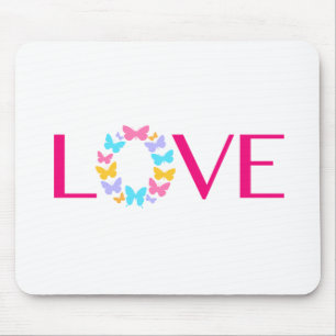 Mousepad Pad do Rato de Amor e Borboletas