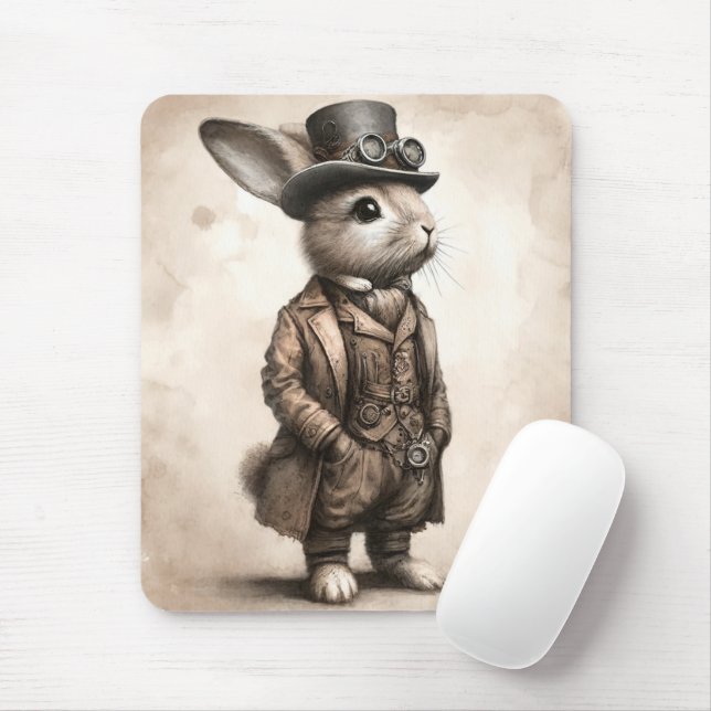 Mousepad Pad do rato de Coelho Steampunk (Com mouse)