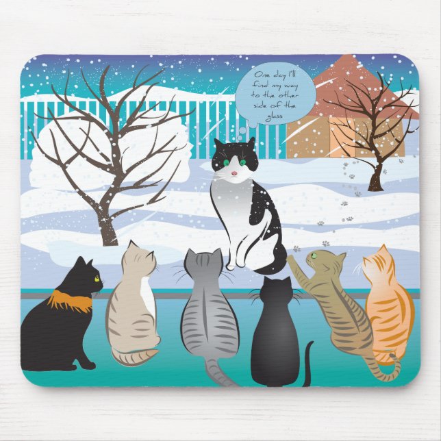 Mousepad Pad do Rato de Design Cat (Aqua) (Frente)