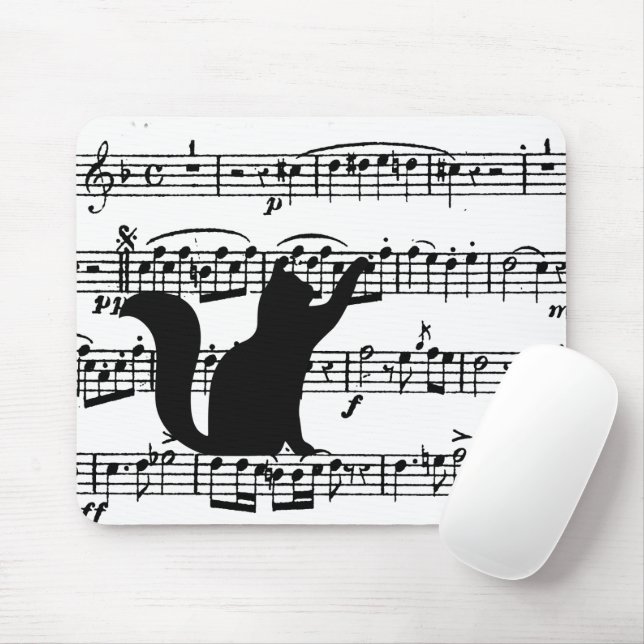 Mousepad Pad do Rato de Música Preto em Folha (Com mouse)