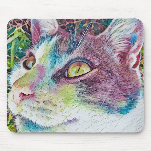 Mousepad Pad do Rato do Gatinho de Arte de Gato (Frente)