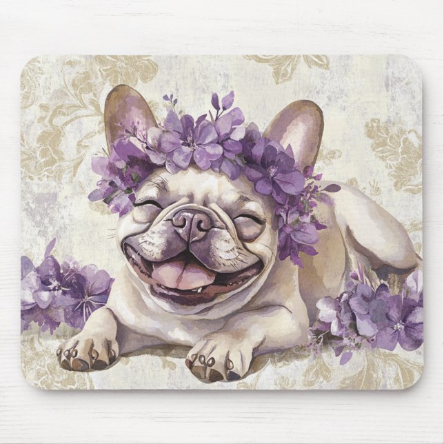 Mousepad Pad do Rato do Lover Buldogue Francês Roxo (Frente)