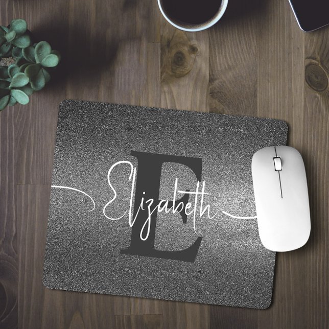 Mousepad Pad do Rato do Nome do Monograma da Gliter de Prat (Criador carregado)