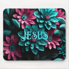 Mousepad Pad do Rato Floral de Jesus Teal